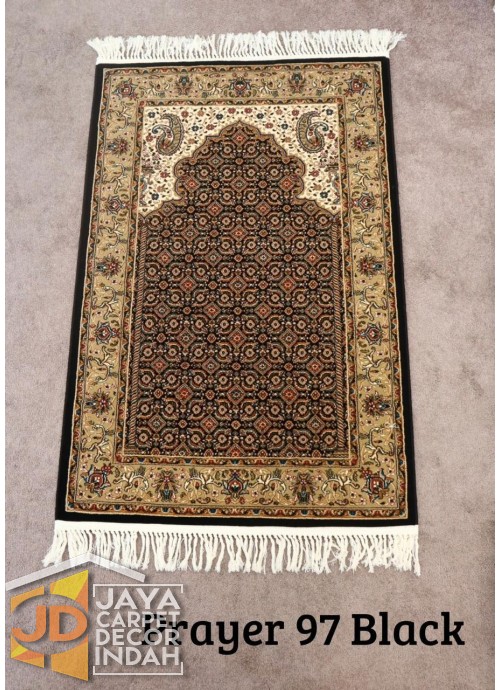 Sajadah Imam  Solomon  motif Prayer 97 Black ukuran 80 cm x 120 cm 